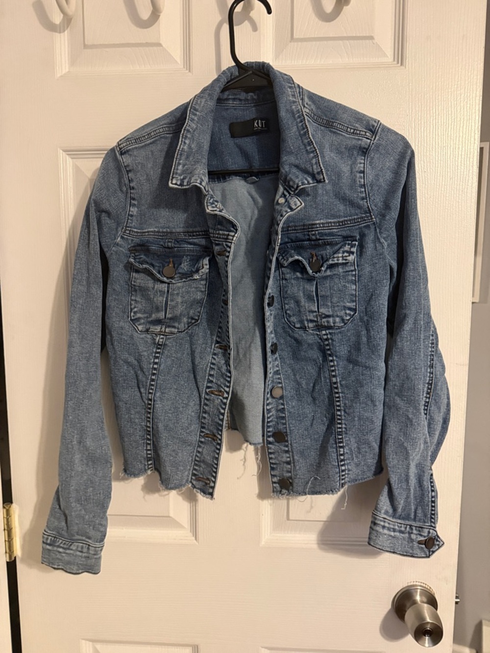 Kut from the Kloth Light Blue Cropped Denim Jacket